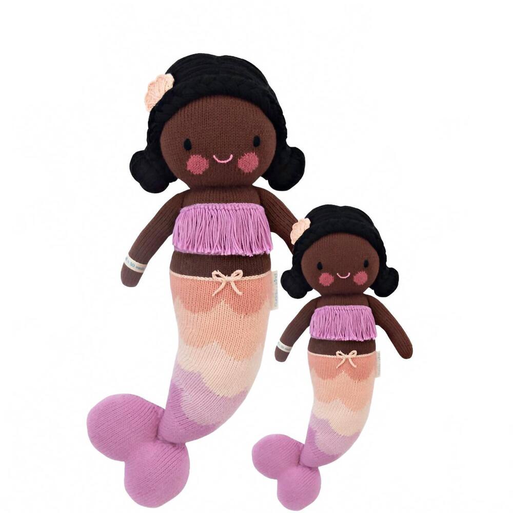 NEW CUDDLE + KIND kids maya the mermaid hand knit doll in pink
